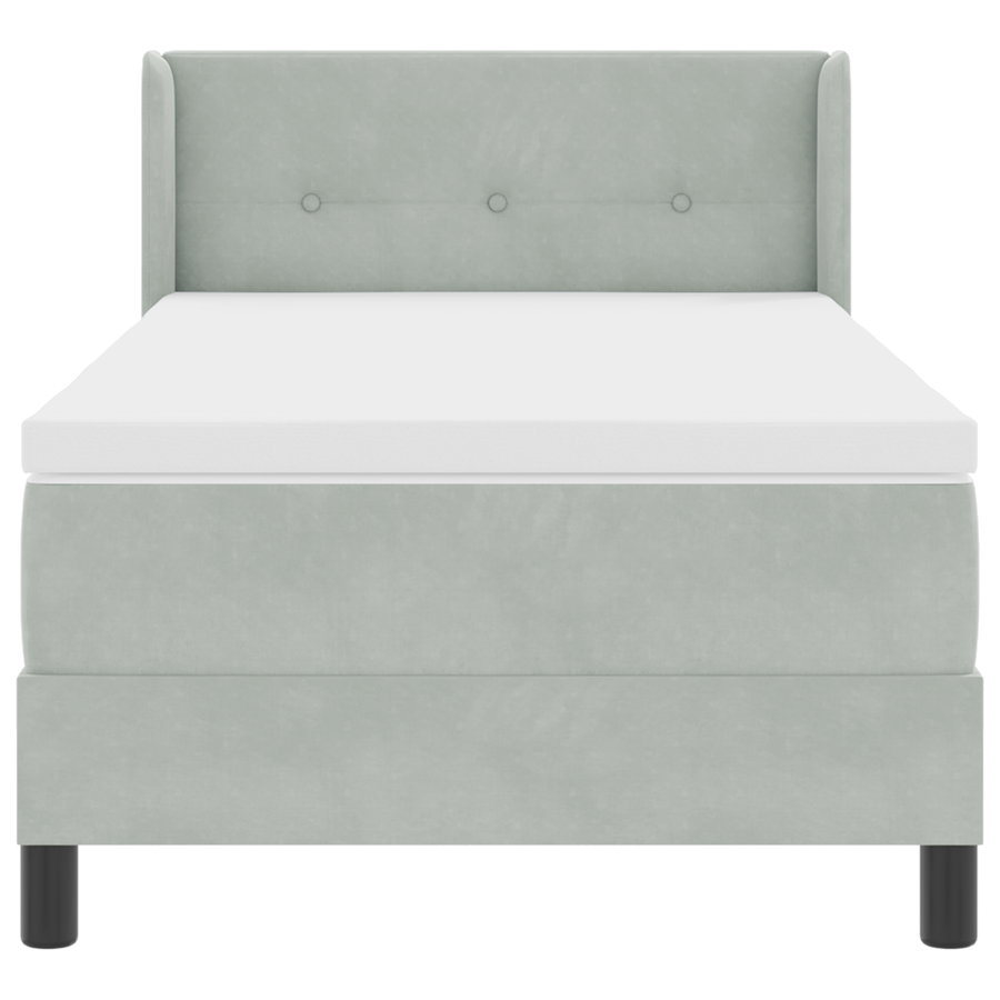Boxspringbed met matras fluweel lichtgrijs 100x200 cm