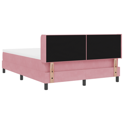 Boxspringbed met matras fluweel roze 140x190 cm