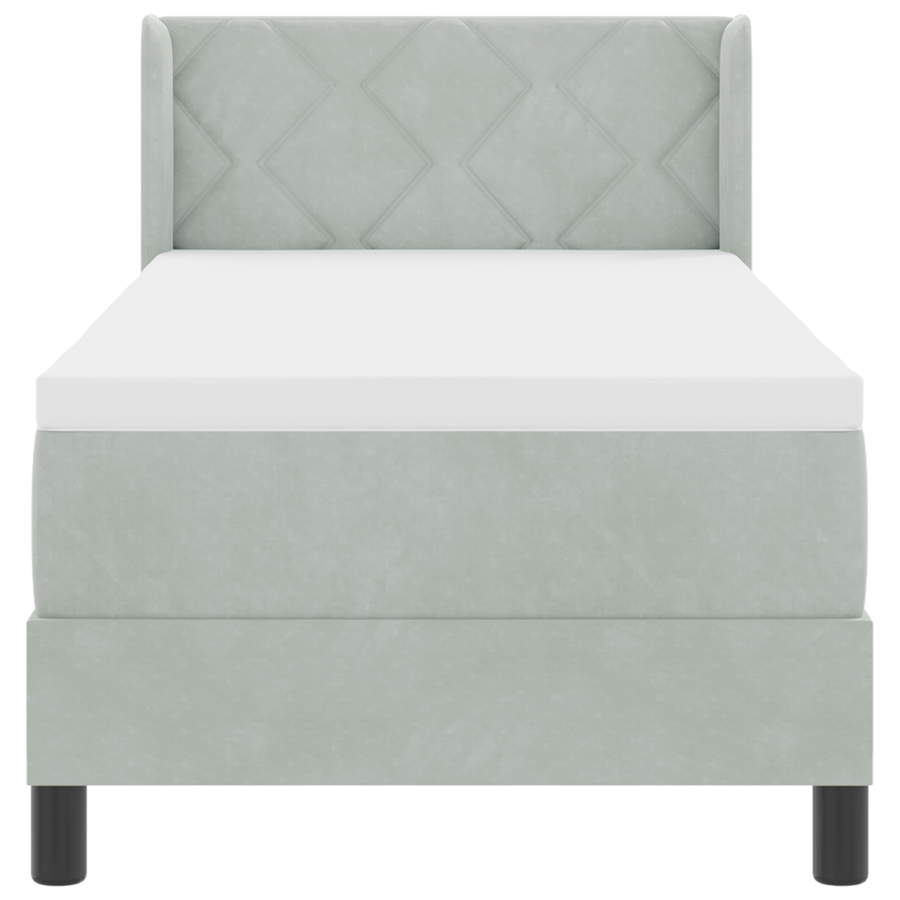 Boxspringbed met matras fluweel lichtgrijs 80x200 cm