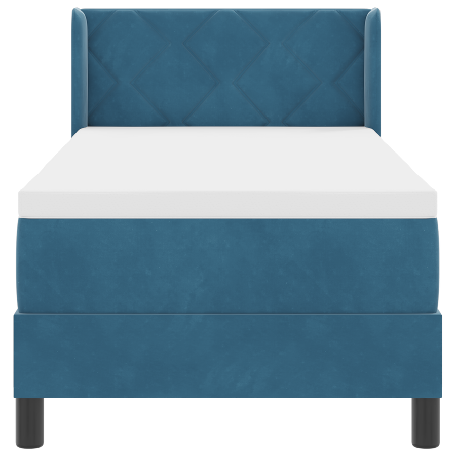 Boxspringbed met matras fluweel donkerblauw 80x200 cm