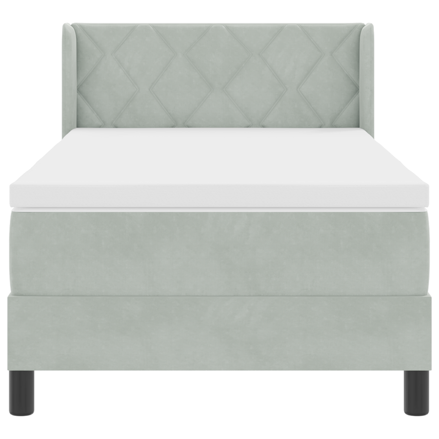 Boxspringbed met matras fluweel lichtgrijs 90x200 cm