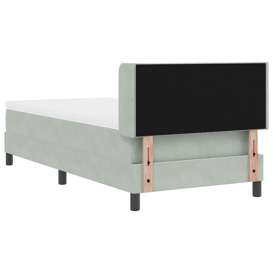 Boxspringbed met matras fluweel lichtgrijs 100x200 cm
