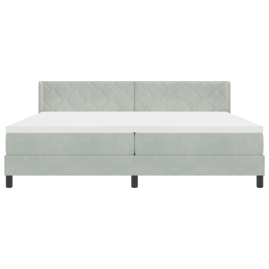 Boxspringbed met matras fluweel lichtgrijs 200x200 cm