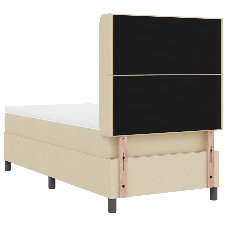 Boxspringbed met matras stof crèmekleurig 90x190 cm