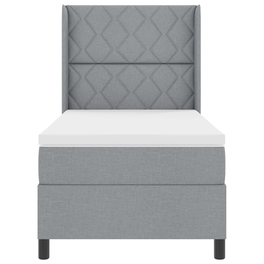 Boxspringbed met matras stof lichtgrijs 100x200 cm