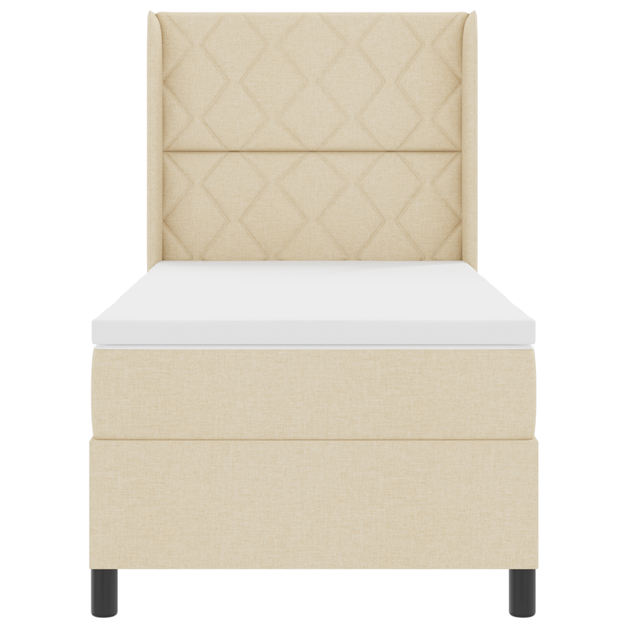 Boxspringbed met matras stof crèmekleurig 100x200 cm