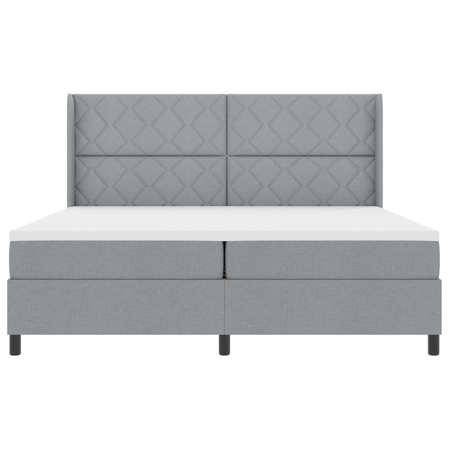 Boxspringbed met matras stof lichtgrijs 200x200 cm