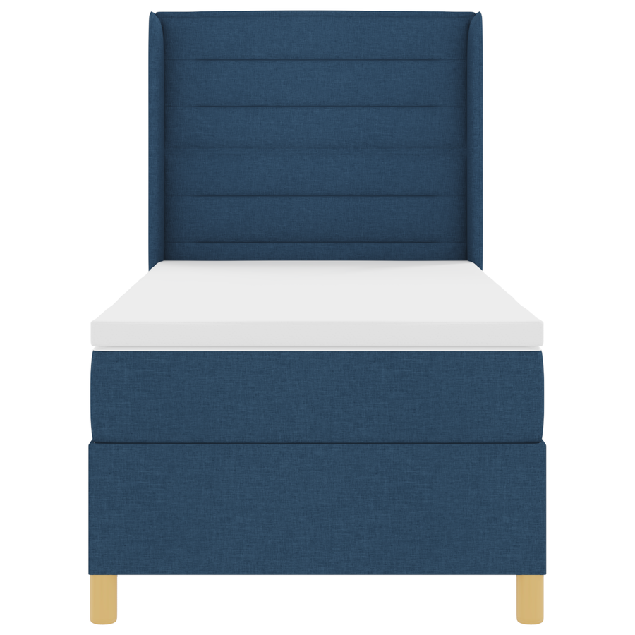 Boxspringbed met matras stof blauw 90x200 cm