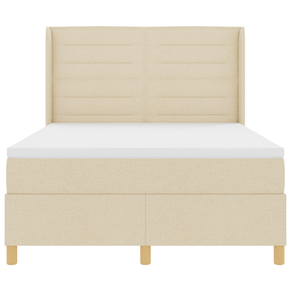 Boxspringbed met matras stof crèmekleurig 140x190 cm