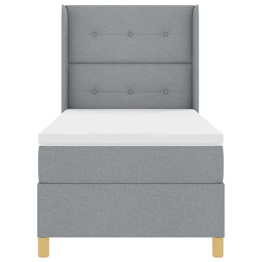 Boxspringbed met matras stof lichtgrijs 90x190 cm