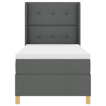 Boxspringbed met matras stof donkergrijs 90x190 cm