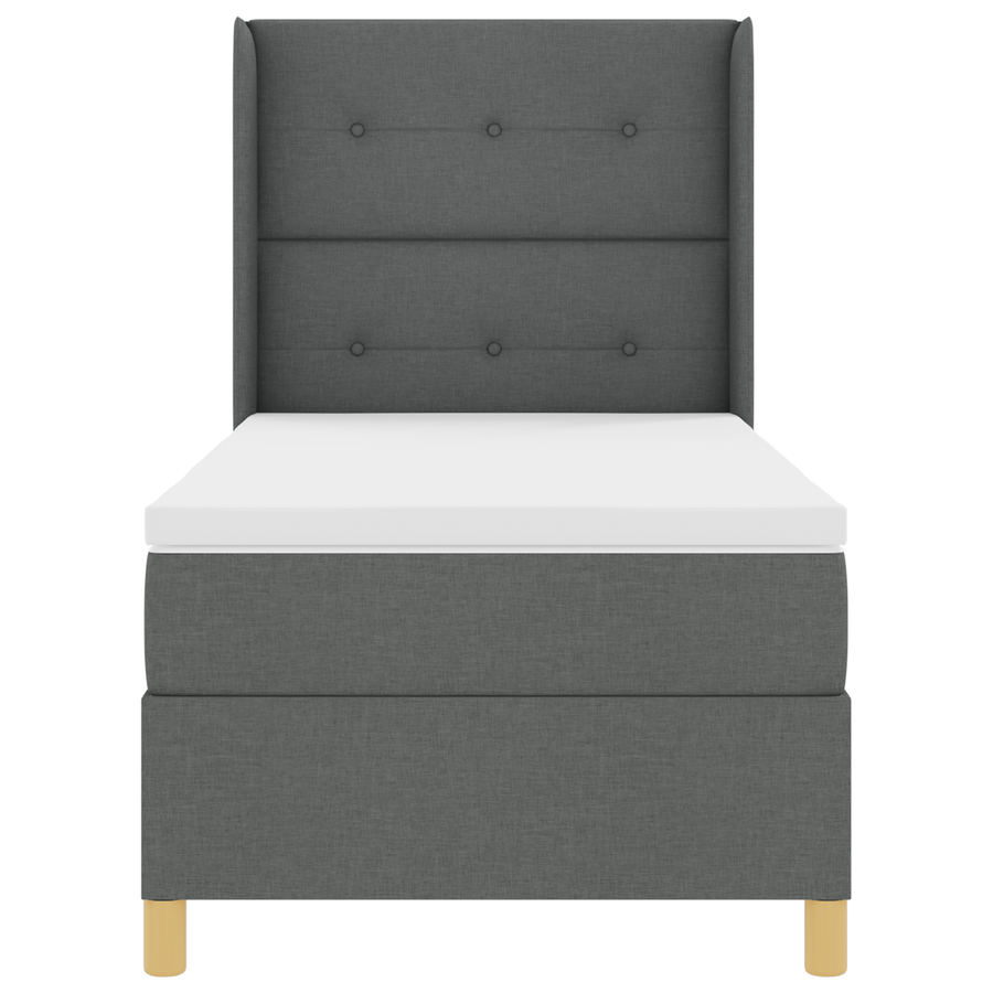 Boxspringbed met matras stof donkergrijs 90x190 cm