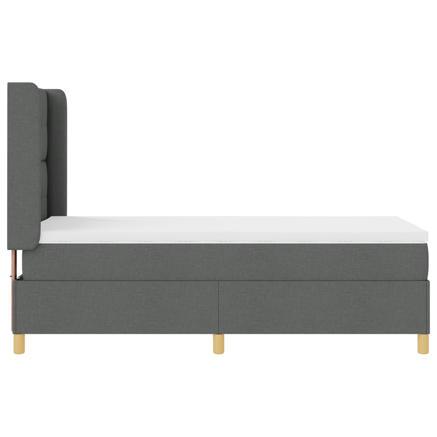 Boxspringbed met matras stof donkergrijs 90x190 cm