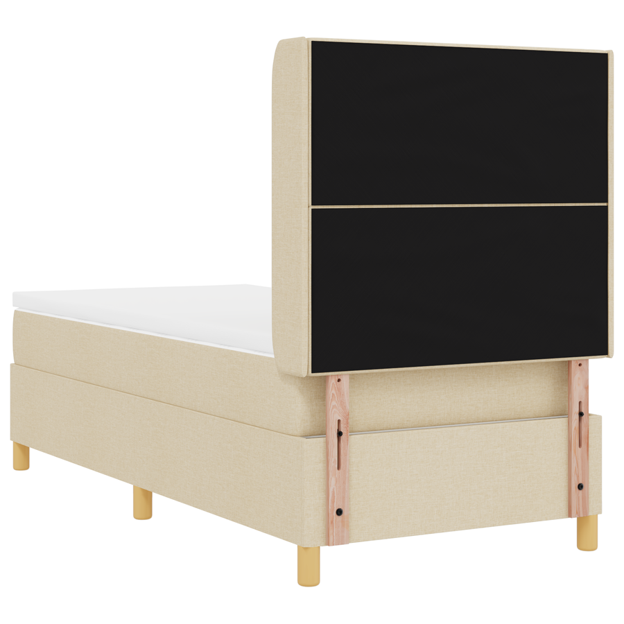 Boxspringbed met matras stof crèmekleurig 90x190 cm