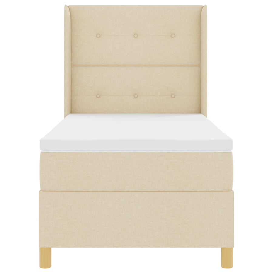 Boxspringbed met matras stof crèmekleurig 90x190 cm