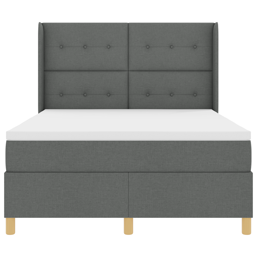 Boxspringbed met matras stof donkergrijs 140x190 cm