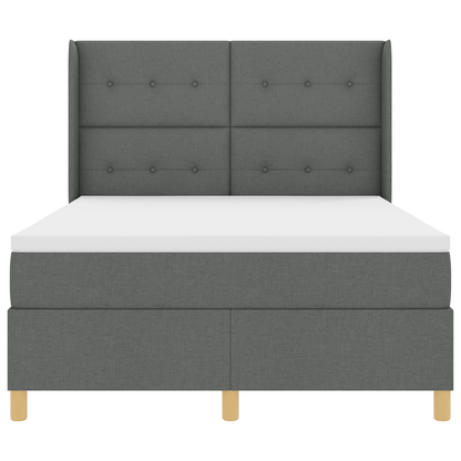 Boxspringbed met matras stof donkergrijs 140x200 cm