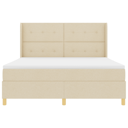 Boxspringbed met matras stof crèmekleurig 180x200 cm