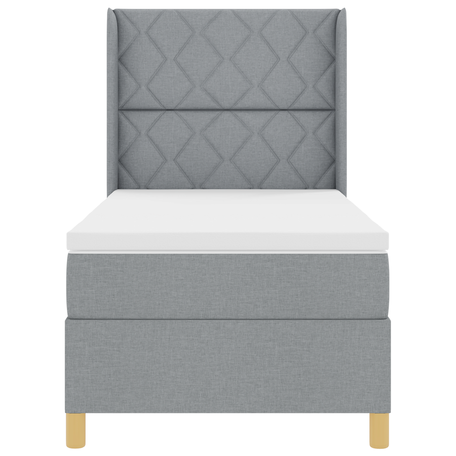 Boxspring Bed met Matras Lichtgrijs 100x200 cm Stof