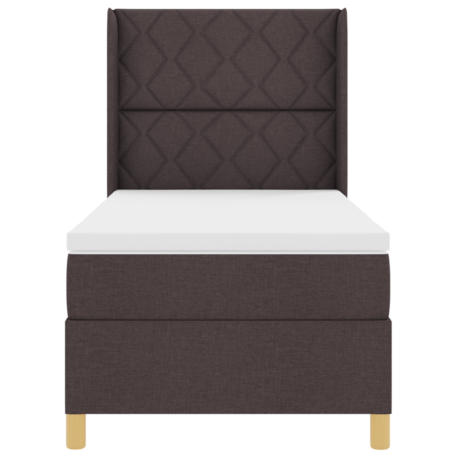 Boxspringbed met Matras Donkerbruin 100x200 cm Stof