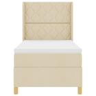 Box Spring Bed with Mattress and Headboard Cream 100 x 200 cm Fabric