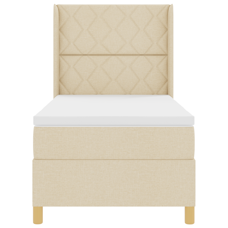 Boxspringbed met matras stof crèmekleurig 100x200 cm