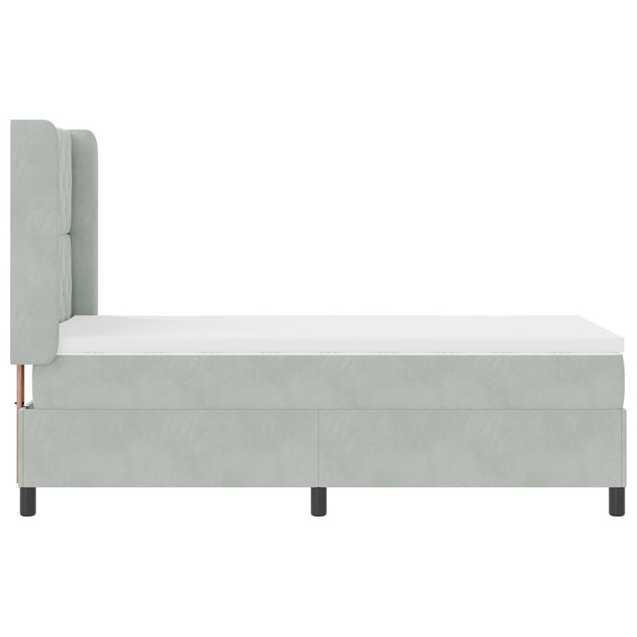 Boxspringbed met matras fluweel lichtgrijs 100x200 cm