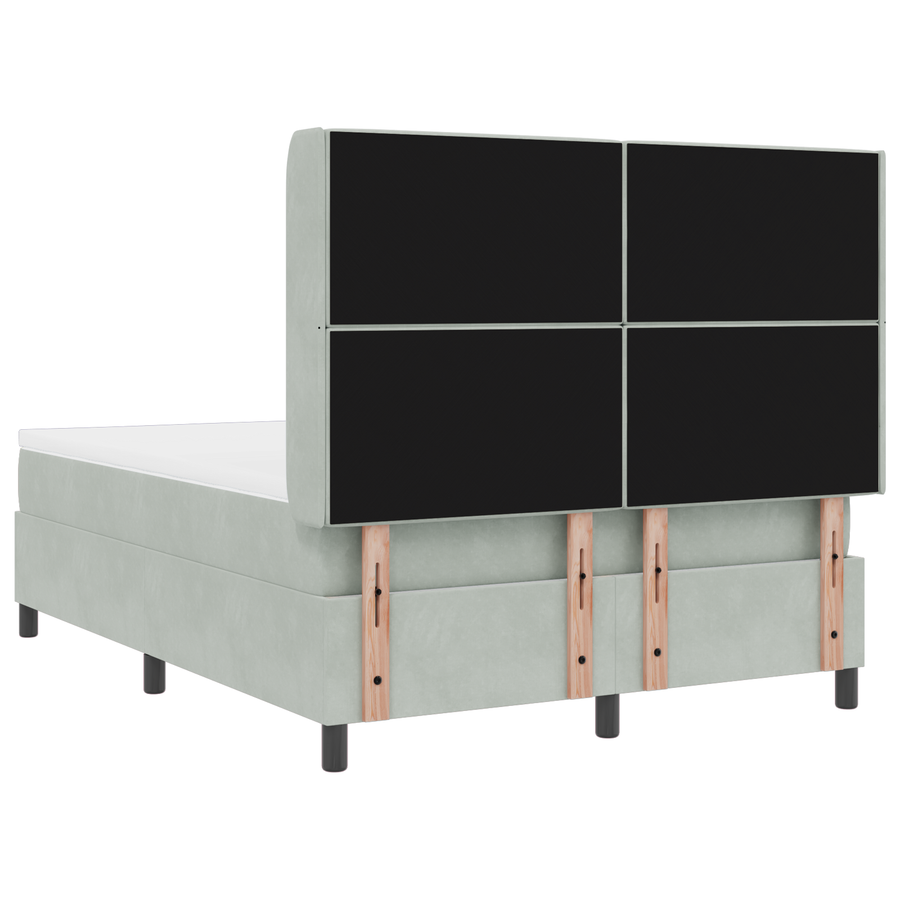 Boxspringbed met matras fluweel lichtgrijs 140x190 cm