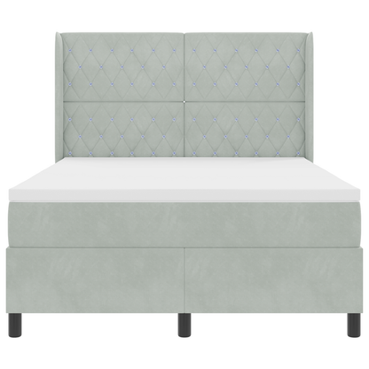 Boxspringbed met matras fluweel lichtgrijs 140x190 cm