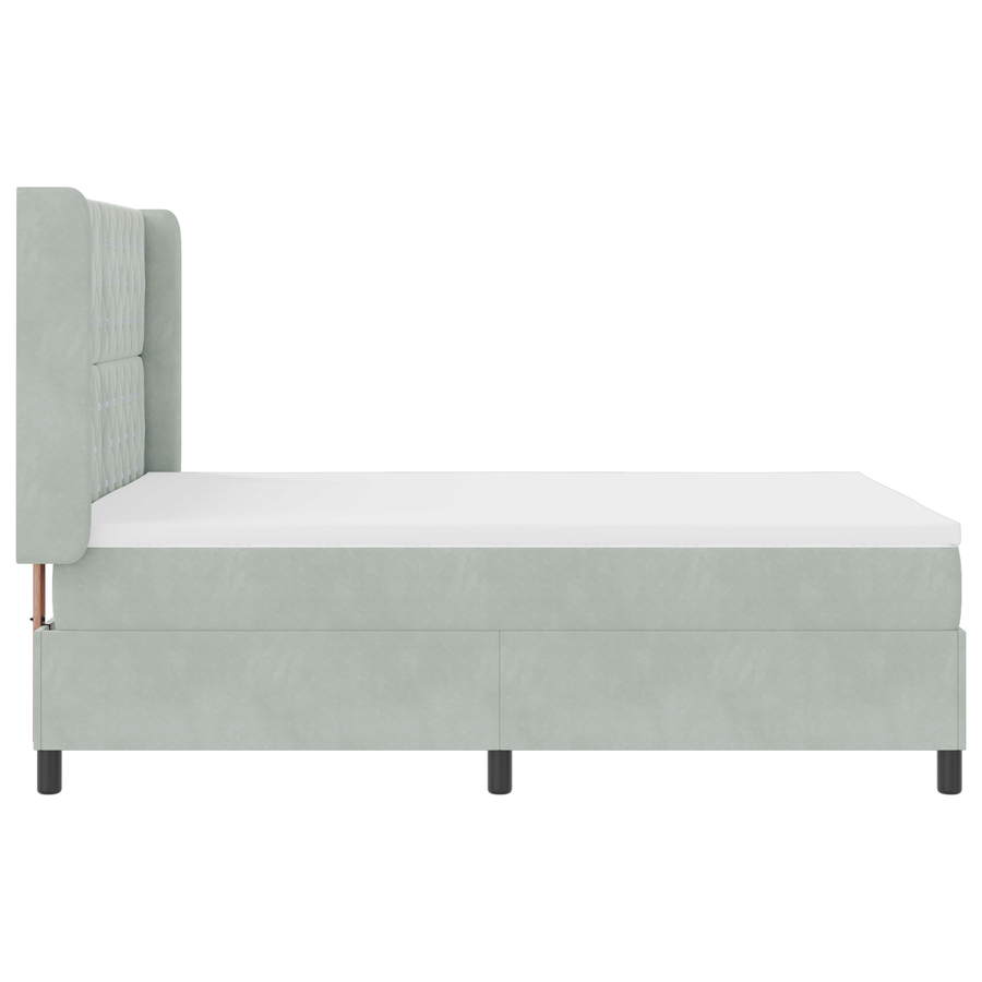Boxspringbed met matras fluweel lichtgrijs 140x190 cm