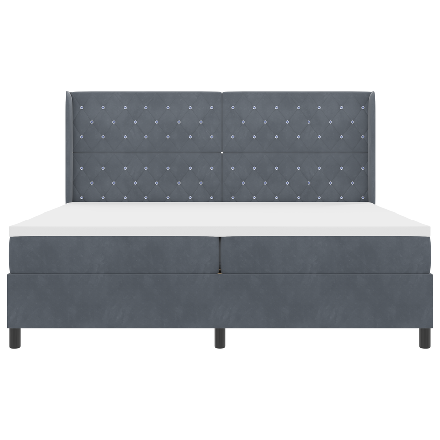 Boxspringbed met matras fluweel donkergrijs 200x200 cm