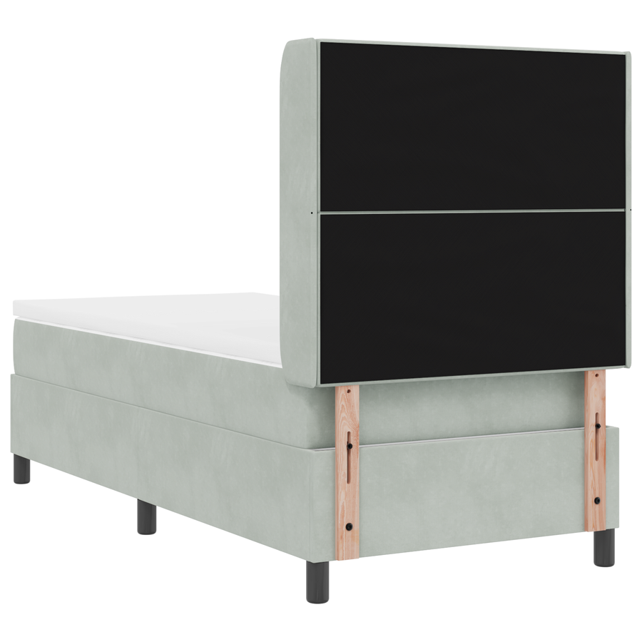 Boxspringbed met matras fluweel lichtgrijs 90x190 cm