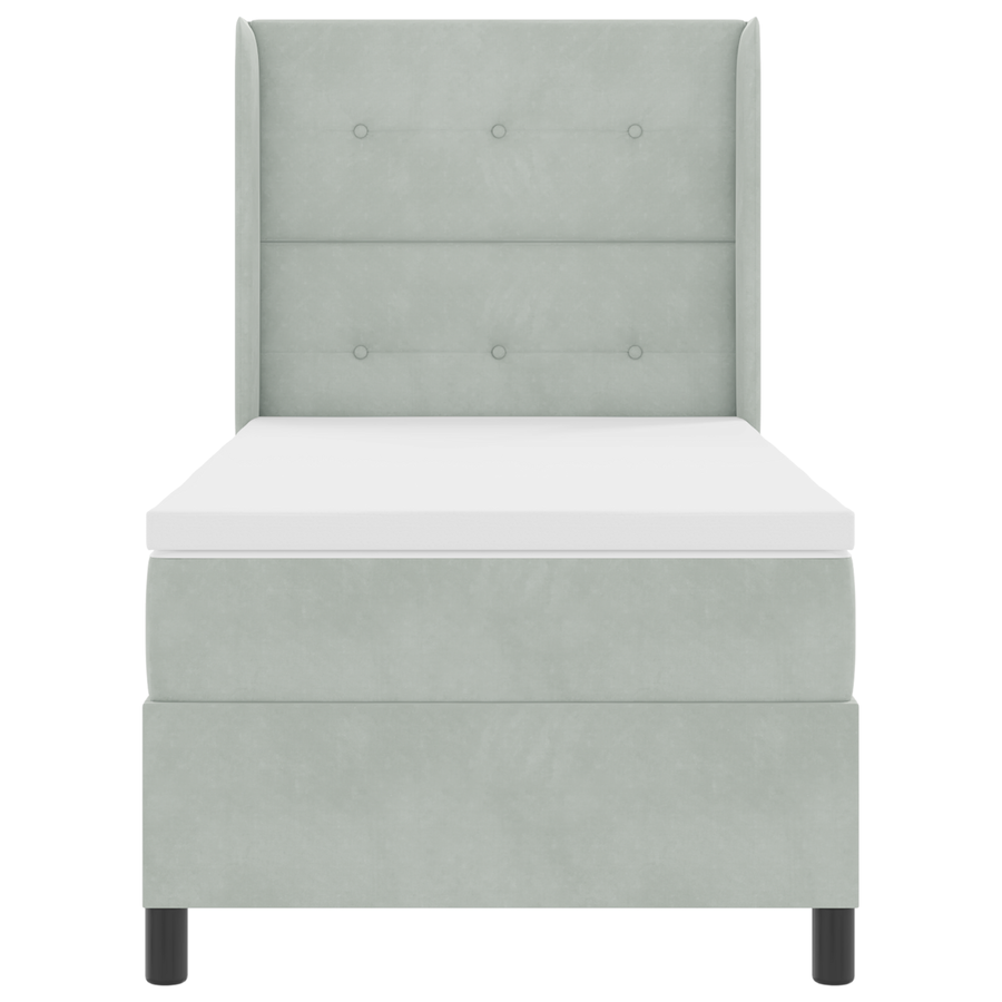 Boxspringbed met matras fluweel lichtgrijs 90x190 cm
