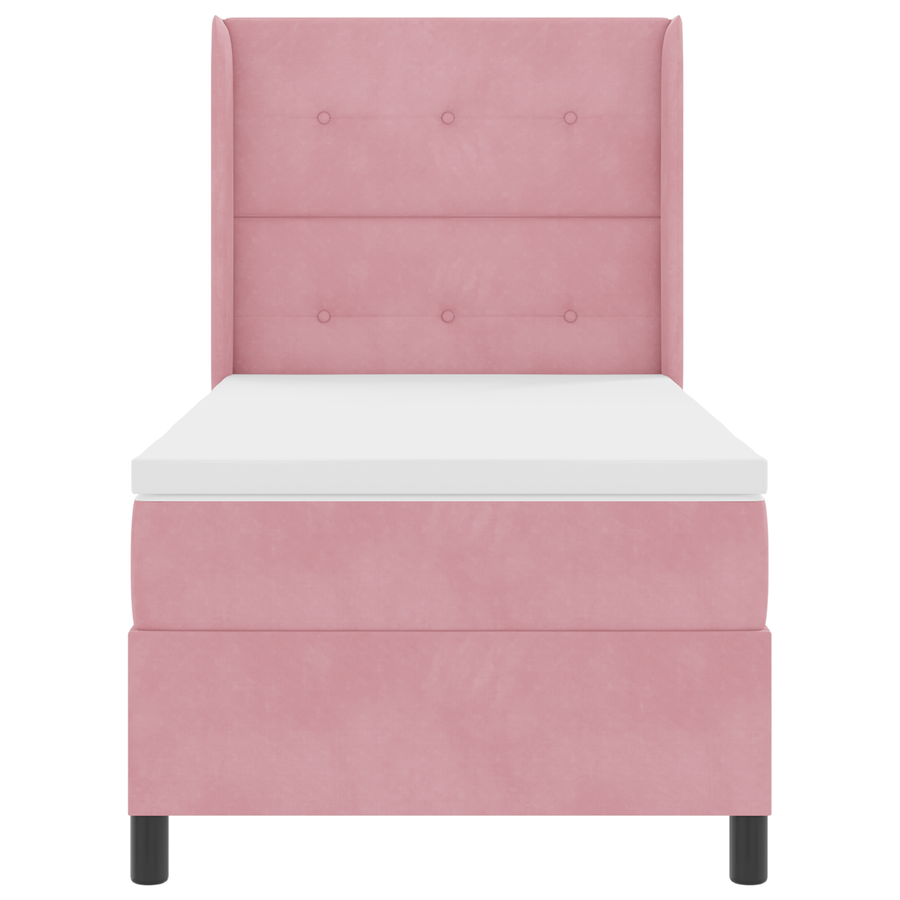 Boxspringbed met matras fluweel roze 90x200 cm