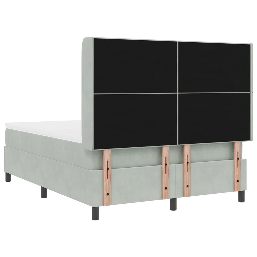 Boxspringbed met matras fluweel lichtgrijs 140x190 cm