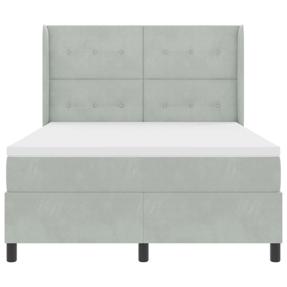 Boxspringbed met matras fluweel lichtgrijs 140x200 cm