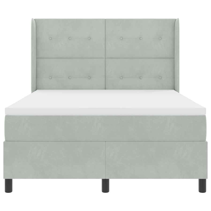 Boxspringbed met matras fluweel lichtgrijs 160x200 cm