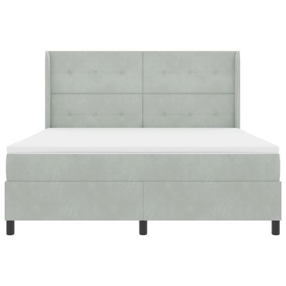 Boxspringbed met matras fluweel lichtgrijs 180x200 cm
