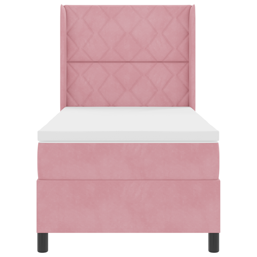 Boxspringbed met matras fluweel roze 90x200 cm