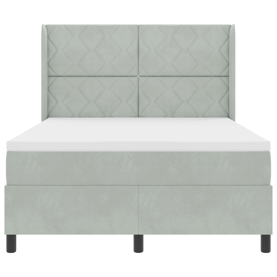 Boxspringbed met matras fluweel lichtgrijs 140x200 cm