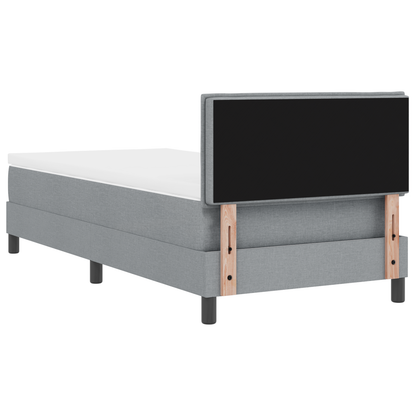 Boxspringbed met matras en LED stof lichtgrijs 90x190 cm