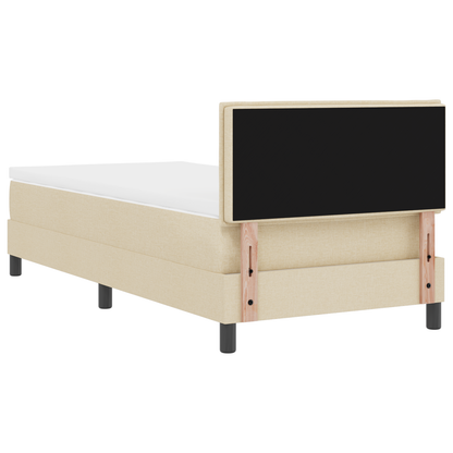 Boxspringbed met matras en LED stof crèmekleurig 90x200 cm