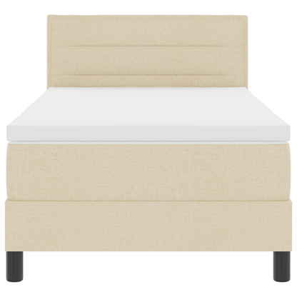 Boxspringbed met matras en LED stof crèmekleurig 100x200 cm