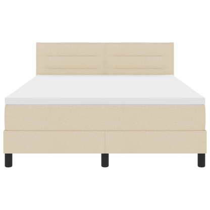 Boxspringbed met matras en LED stof crèmekleurig 140x190 cm