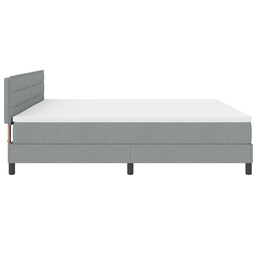 Boxspringbed met matras en LED stof lichtgrijs 200x200 cm