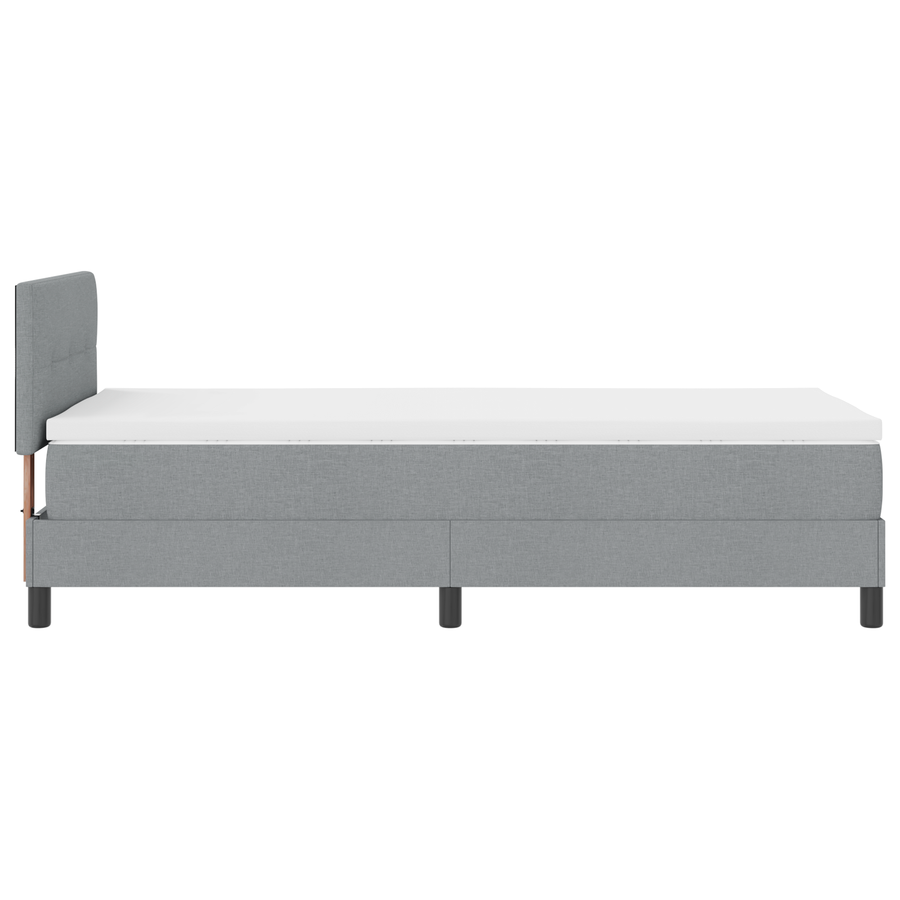 Boxspringbed met matras en LED stof lichtgrijs 90x190 cm
