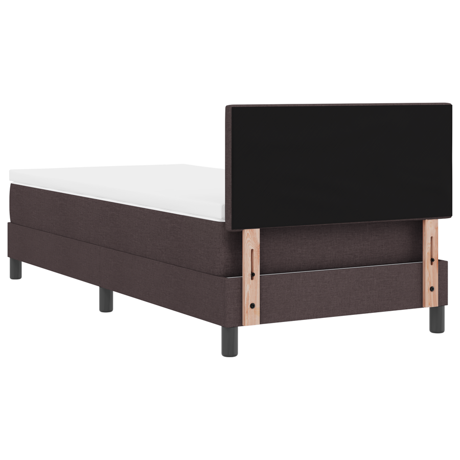 Boxspringbed met matras en LED stof donkerbruin 90x190 cm