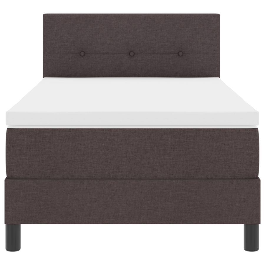 Boxspringbed met matras en LED stof donkerbruin 90x190 cm