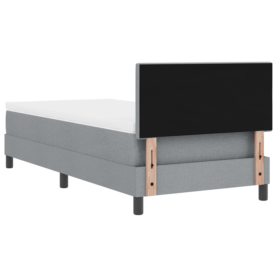 Boxspringbed met matras en LED stof lichtgrijs 90x200 cm