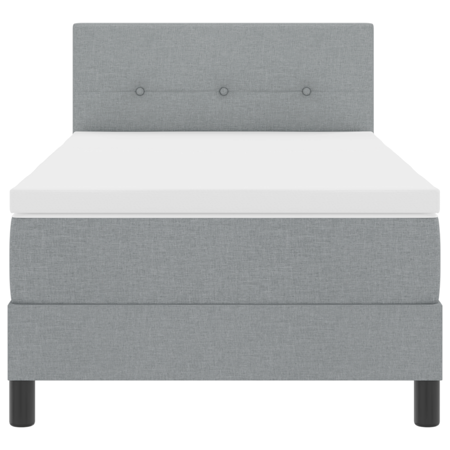 Boxspringbed met matras en LED stof lichtgrijs 90x200 cm